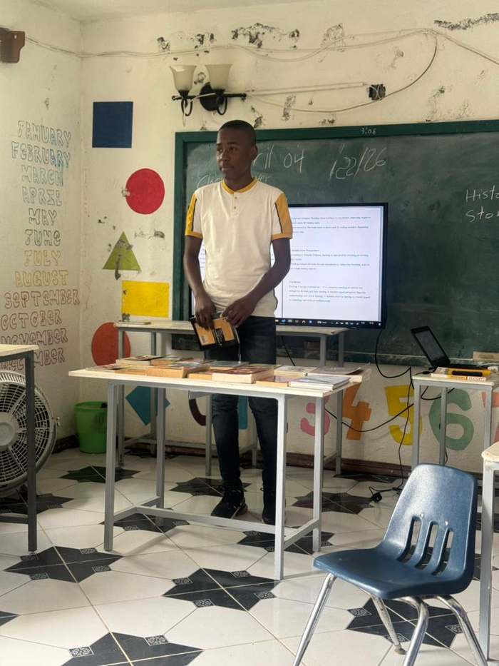 Student presenting